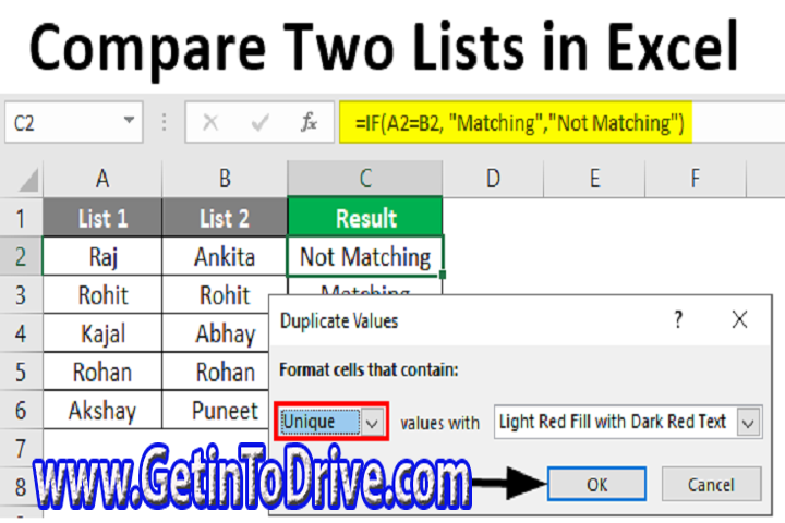 Compare Two Lists 1 Free