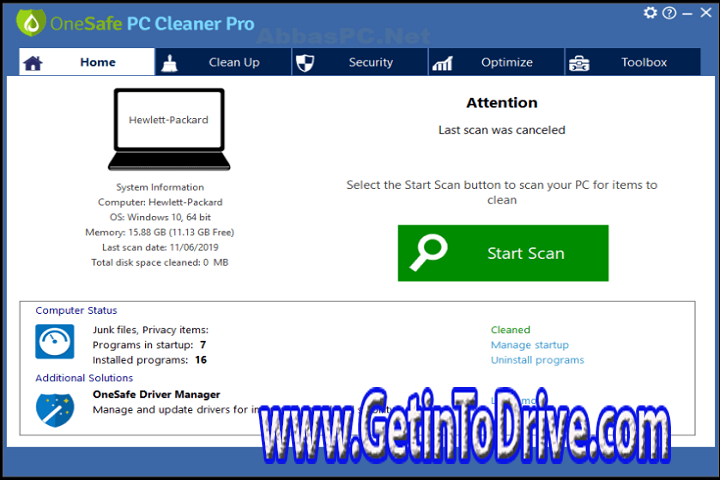 OneSafe PC Cleaner Pro 9.2.0.1 Free