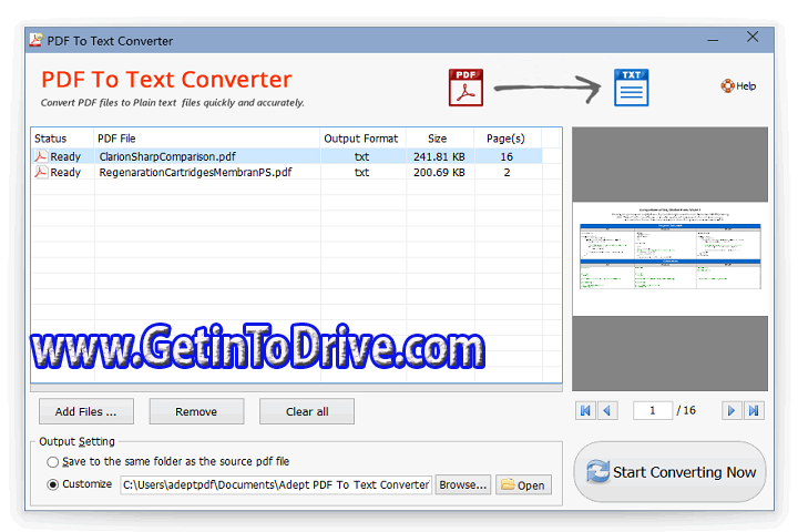 Adept PDF to Text Converter 4.00 Free