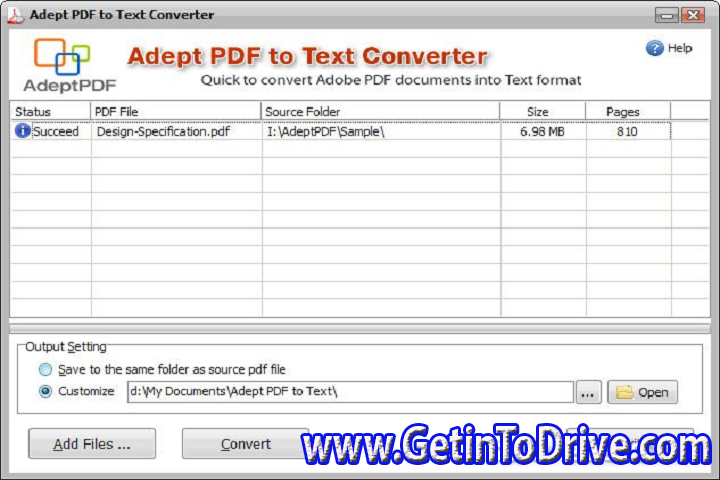 Adept PDF to Text Converter 4.00 Free